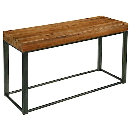 Industrial Style Console Table with Mahogany Top